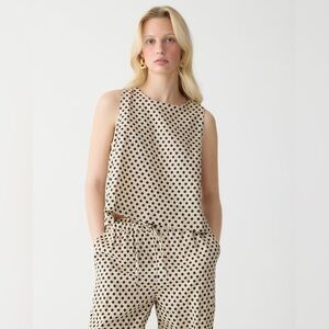 J. Crew Maxine Button Back Top in Dot Linen - Size L, NWT